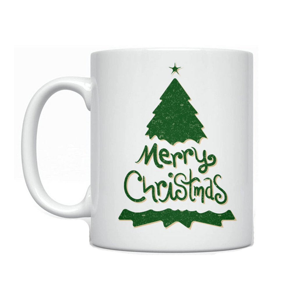 15Oz Mug - Merry Christmas, Green Tree