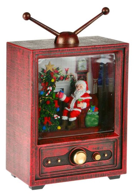 Retro TV Lantern - Festive Santa