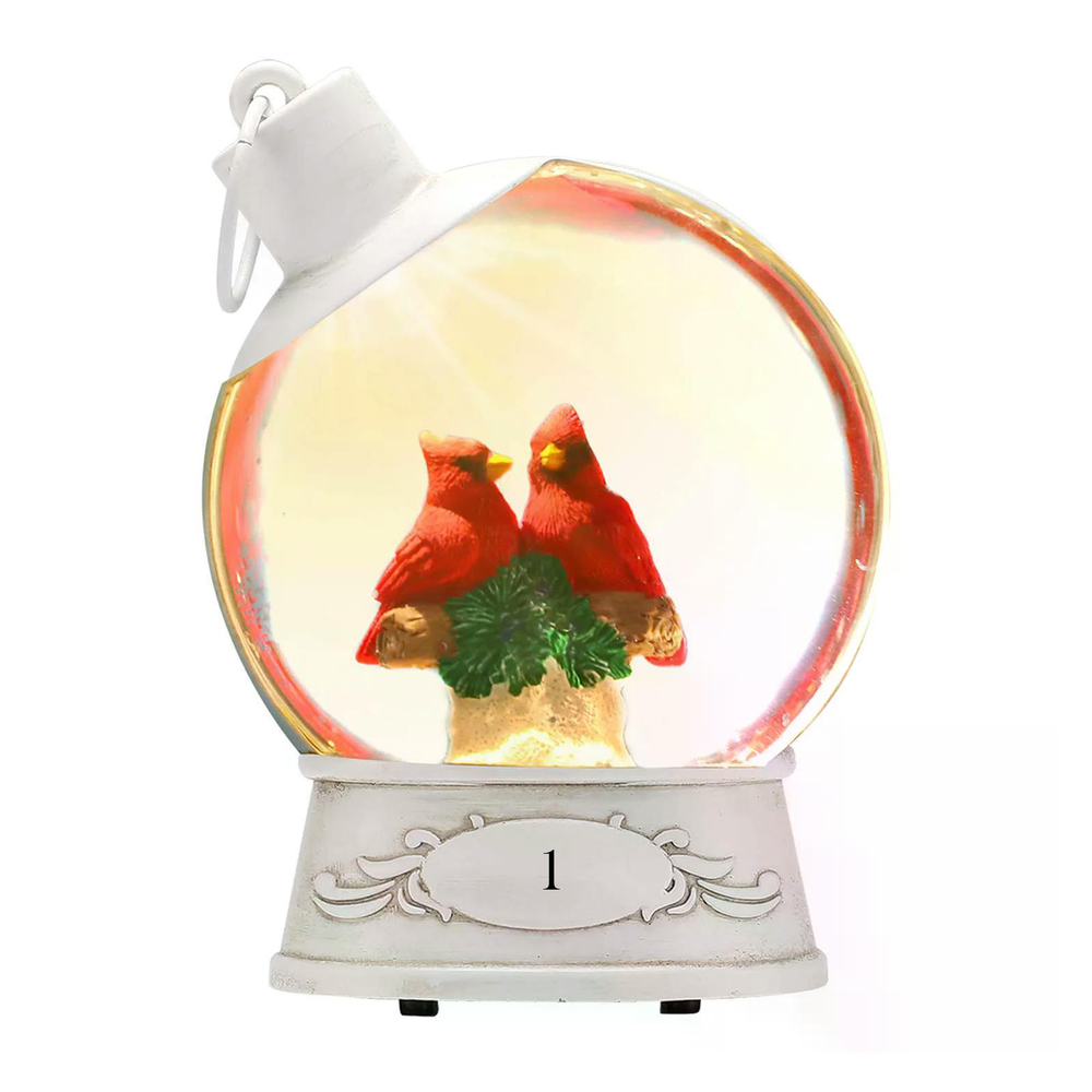 Cardinal in a white globe - Lights up