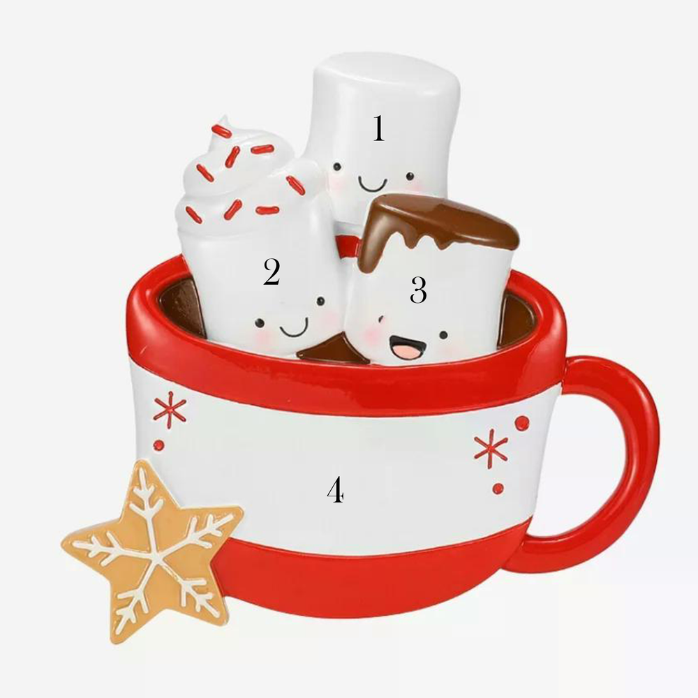 Hot Coco Family of Three in a festive Mug