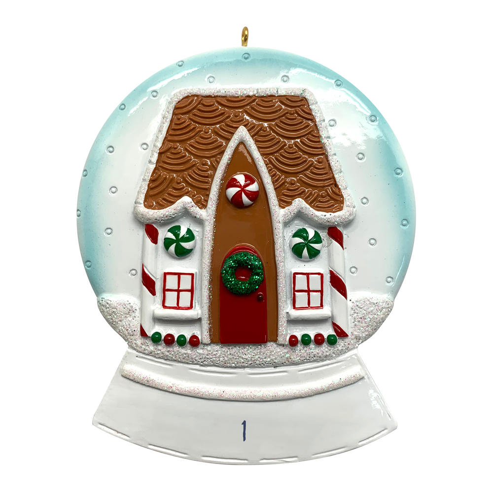 Gingerbread home in a snowglobe