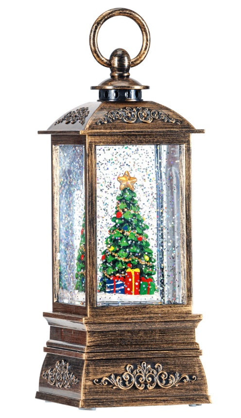 Golden Lantern with Christmas Tree