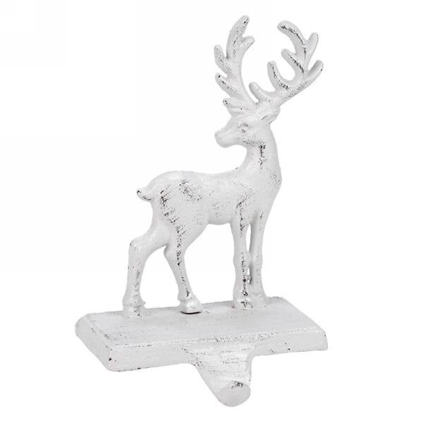 Deer Metal Stocking Holder - White