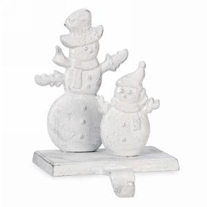 White Metal Snowman Stocking Holder