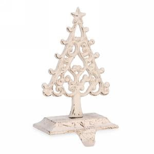 Ivory Metal Tree Stocking Holder