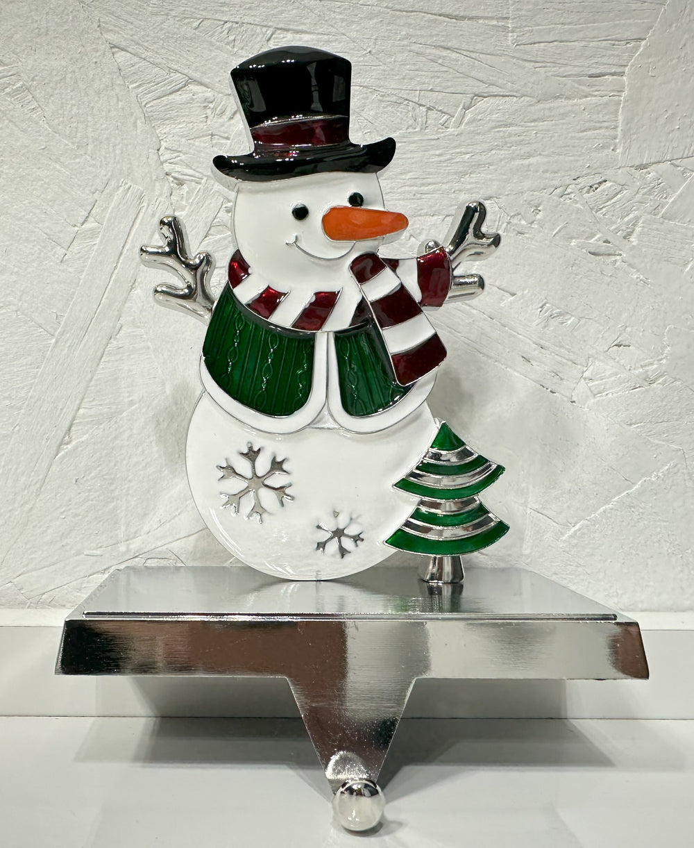 Stocking Holder - White and Green Snowman