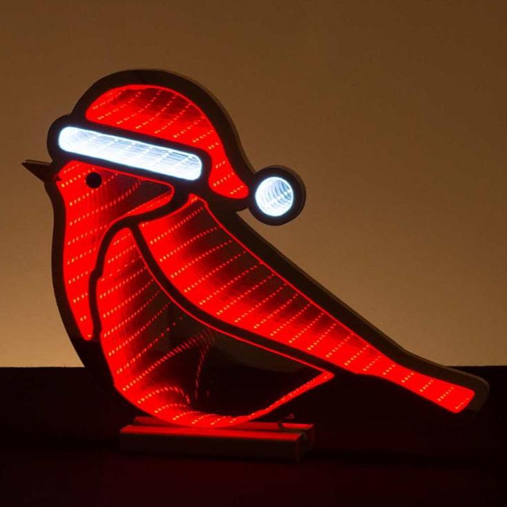 Infinity Light - Cardinal with Christmas Hat - 15.5 Inch