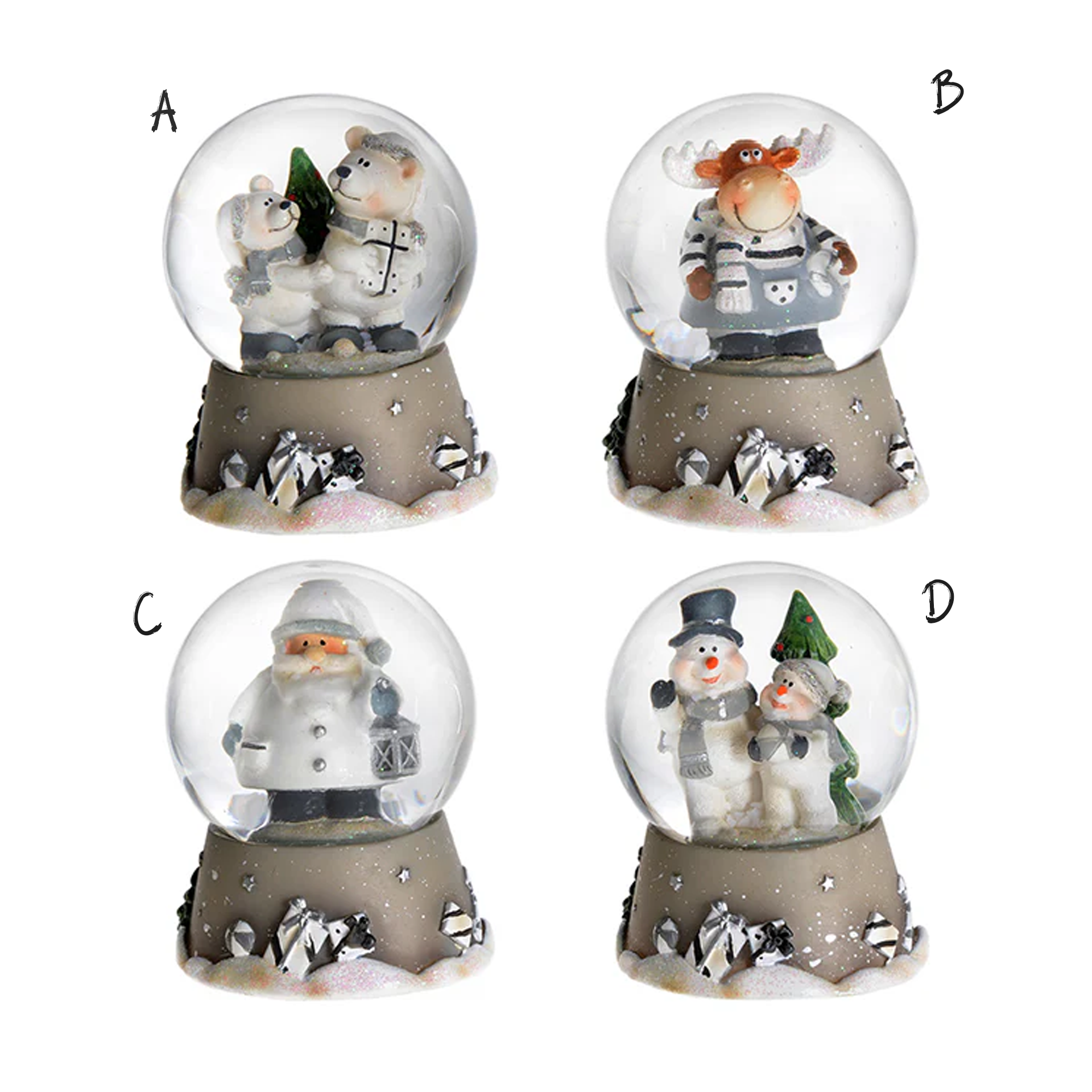 Grey Snowglobes Assorted