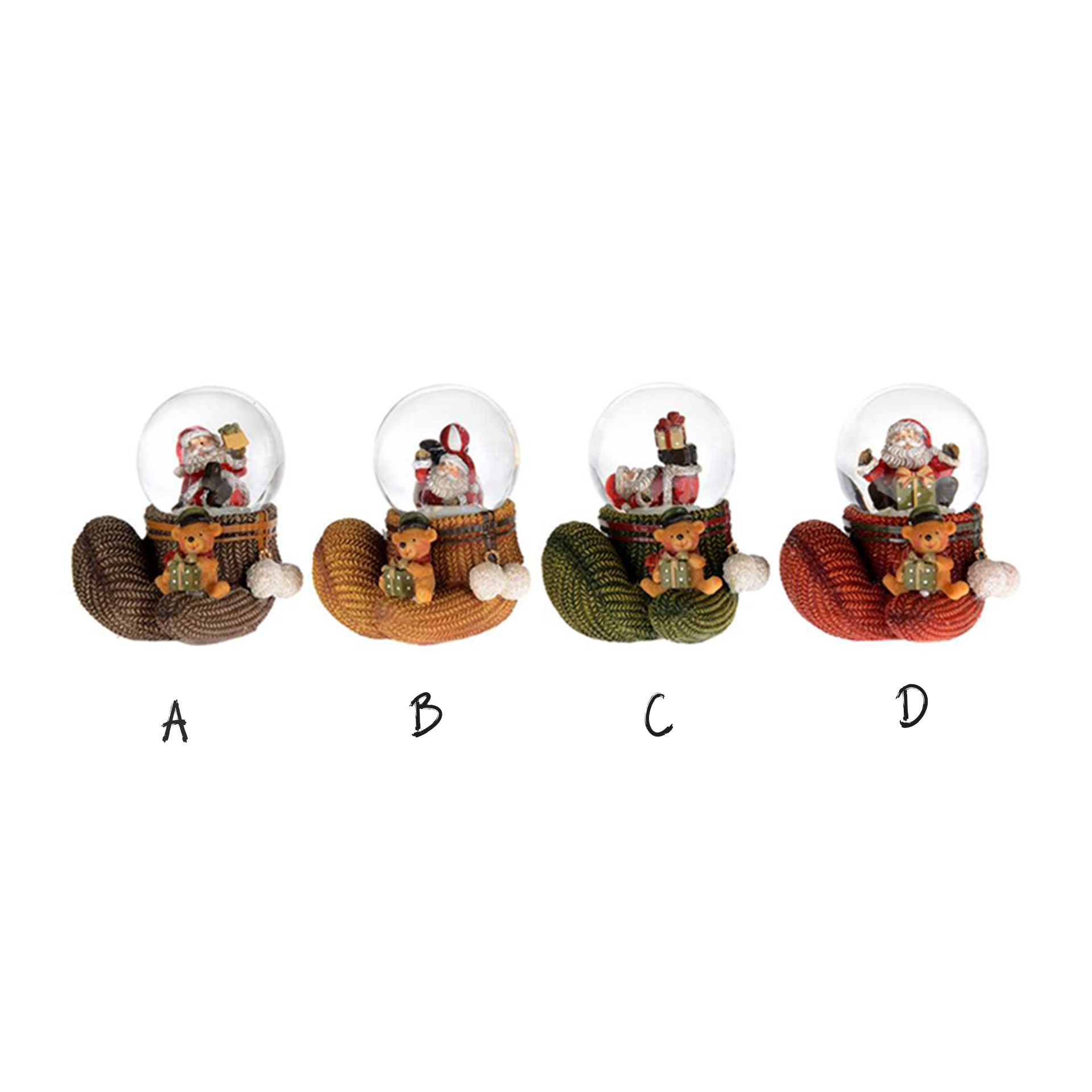 Santa on a Mitten Snowglobes, Assorted