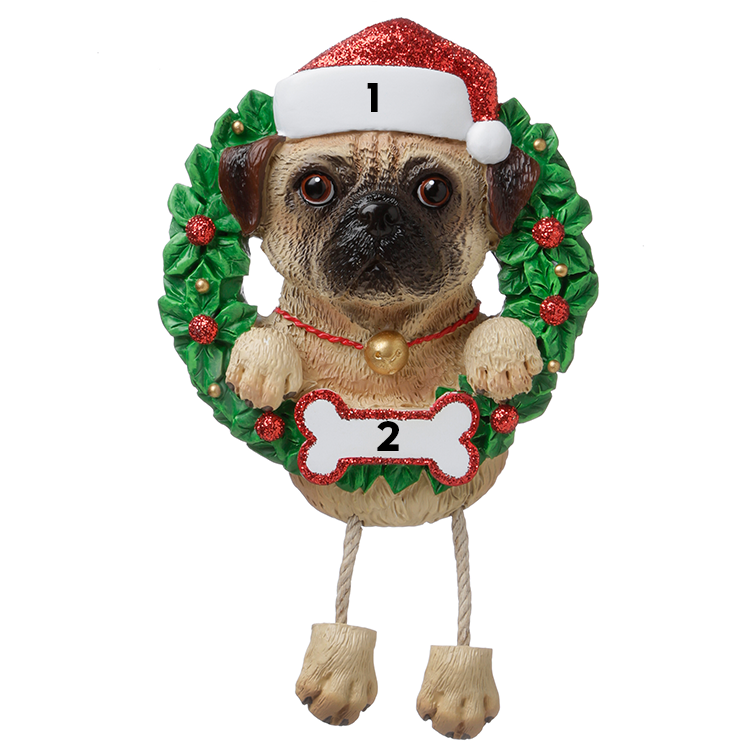 Pug in a Wreath